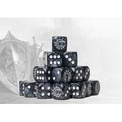 Conquest: Logo on Dark Grey Marbled Dice (24)