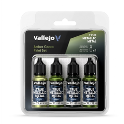 Vallejo True Metallic Metal: Amber Green Paint Set (4x18ml)