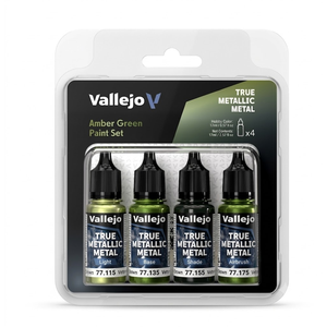 Vallejo True Metallic Metal: Amber Green Paint Set (4x18ml)